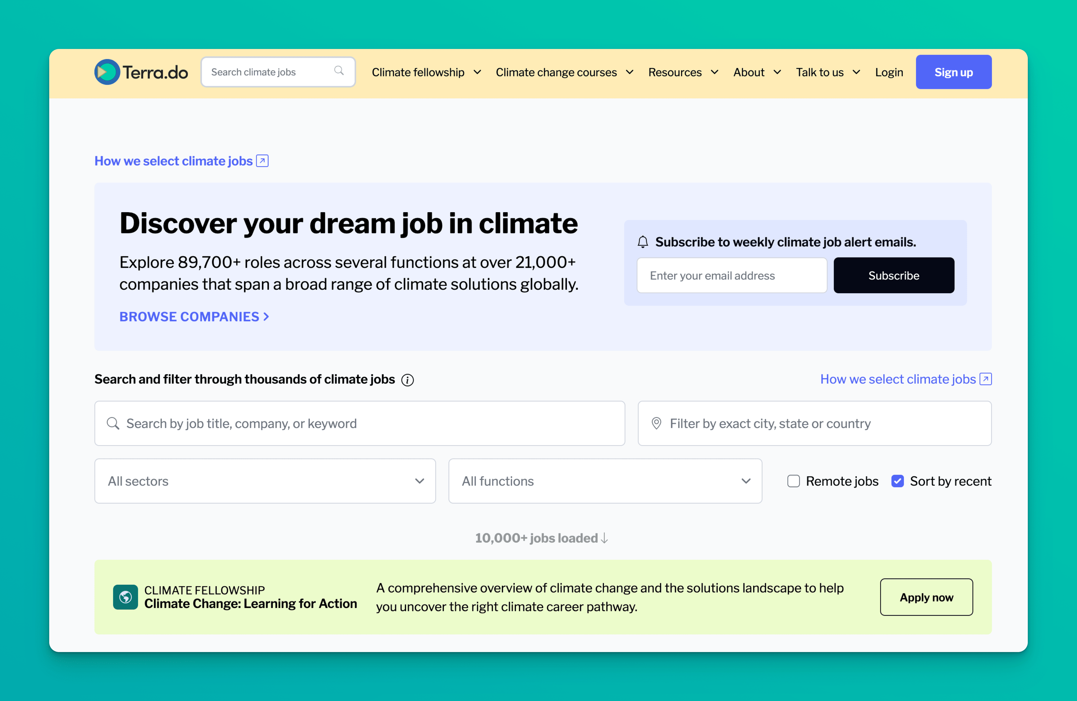 Terra.do Climate Job Board Screenshot