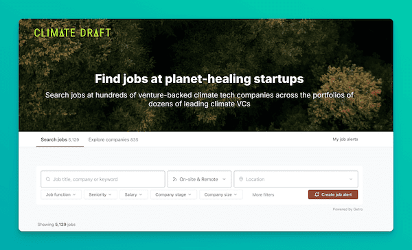 Climate Draft Job Board Screenshot